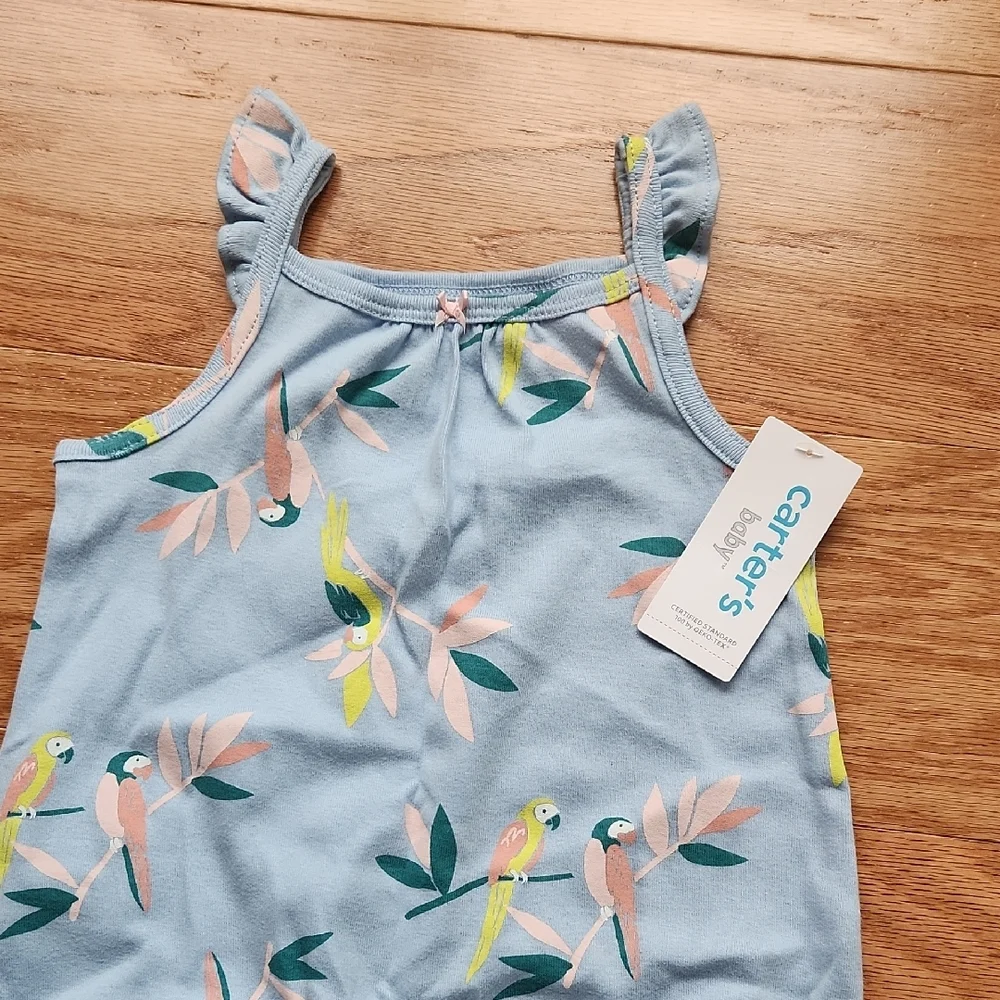 NWT Carter's Baby Blue Parrot Romper 24 Months